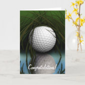 「隠れ場所」おもしろい・ゴルファーのグリーティングカード カード (黄色い花)