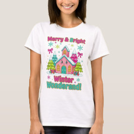 "隠れ家のようなコテージのクリスマスシーン" Tシャツ