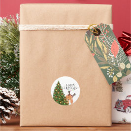 隠れ犬のクリスマス ラウンドシール