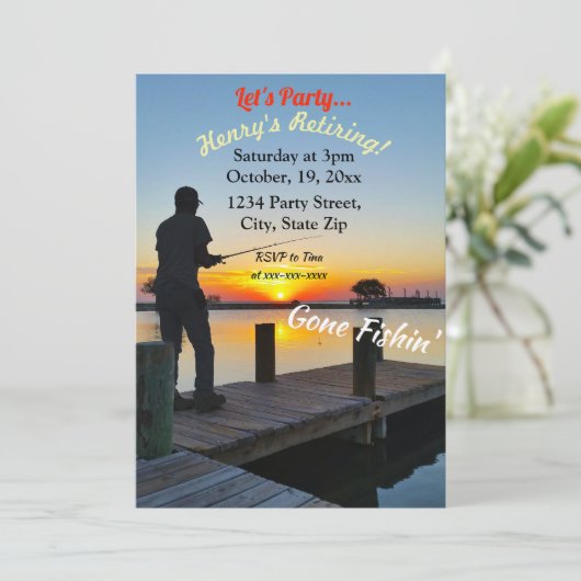 隠退行魚の木の板をカスタマイズ可能 招待状 (スタンド正面)