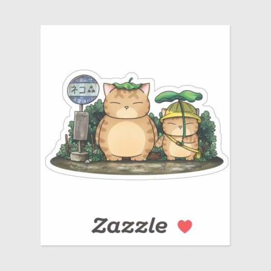 隣の太った猫の森のバスステーション シール (シート)