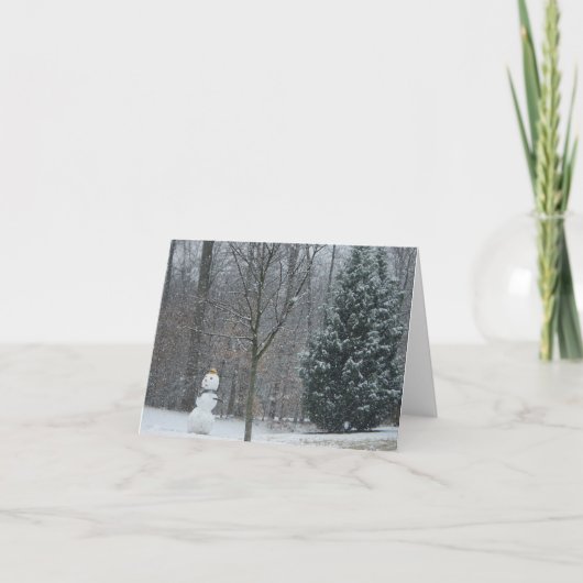 隣の家の雪だるま 冬の雪景色 シーズンカード (正面)
