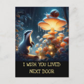 隣の狸カタツムリのキノコ ポストカード (正面)