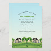 隣人が集まって挨拶する 招待状 (正面/裏面)