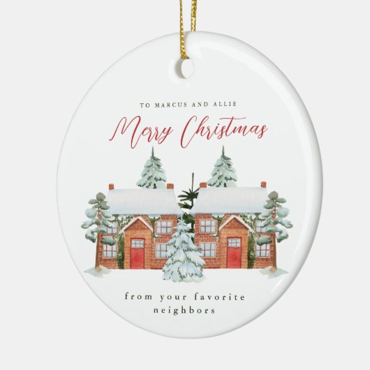 . .隣人たちからクリスマスを楽お気に入りのしむ セラミックオーナメント (左)