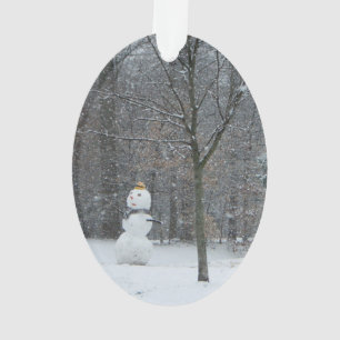 隣人の雪だるま冬の雪景色 オーナメント