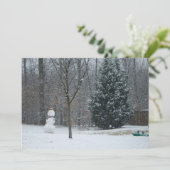 隣人の雪だるま冬の雪景色 シーズンカード (スタンド正面)
