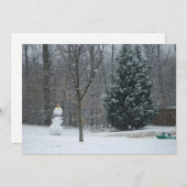 隣人の雪だるま冬の雪景色 シーズンカード (正面/裏面)