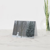 隣人の雪だるま冬の雪景色 シーズンカード (正面)