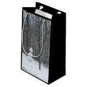 隣人の雪だるま冬の雪景色 スモールペーパーバッグ (裏面アングル)