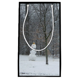 隣人の雪だるま冬の雪景色 スモールペーパーバッグ