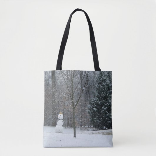 隣人の雪だるま冬の雪景色 トートバッグ (正面)