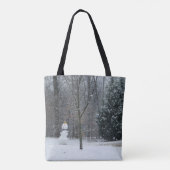 隣人の雪だるま冬の雪景色 トートバッグ (裏面)