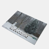 隣人の雪だるま冬の雪景色 ドアマット (アングル)