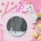 隣人の雪だるま冬の雪景色 ペーパープレート (パーティー)