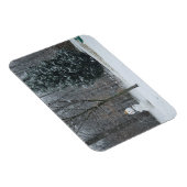 隣人の雪だるま冬の雪景色 マグネット (右側)