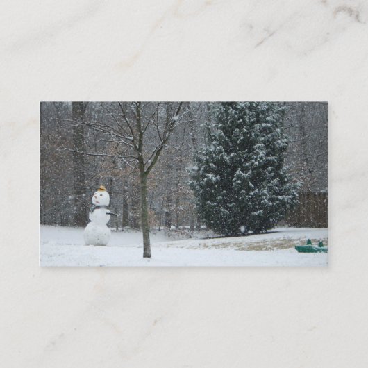 隣人の雪だるま冬の雪景色 名刺 (裏面)