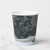 隣人の雪だるま冬の雪景色 紙コップ (裏面)