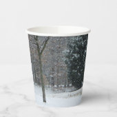 隣人の雪だるま冬の雪景色 紙コップ (左)