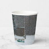 隣人の雪だるま冬の雪景色 紙コップ (右)