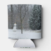 隣人の雪だるま冬の雪景色 缶クーラー (裏面)