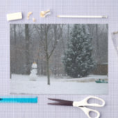 隣人の雪だるま冬の雪景色 薄葉紙 (クラフト)