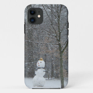 隣人の雪だるま冬の雪景色 iPhone 11 ケース