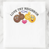 隣人を愛せよ 楕円形シール (バッグ)