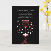 隣人ハッピーニューイヤーおもしろいワイン カード (黄色い花)