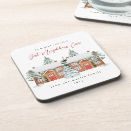 隣人最高の家のクリスマス図解入りの、写真付きのは コースター
