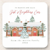 隣人最高の家のクリスマス図解入りの、写真付きのは コースター (正面)