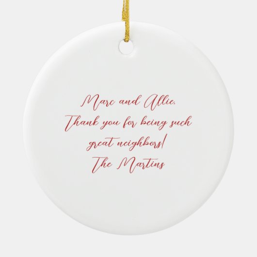 隣人最高の家のクリスマス図解入りの、写真付きのは セラミックオーナメント (裏面)