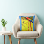 雀とオウムのプリント クッション (椅子)