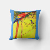 雀とオウムのプリント クッション (裏面)