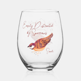 雀に簡単に気を取られパーソナライズされたる ステムなしワイングラス