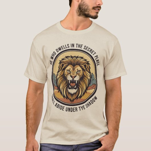 雄々しい吼えるライオンの紋章 Tシャツ (正面)