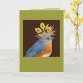 雄と雌のブルーバードカード カード (黄色い花)