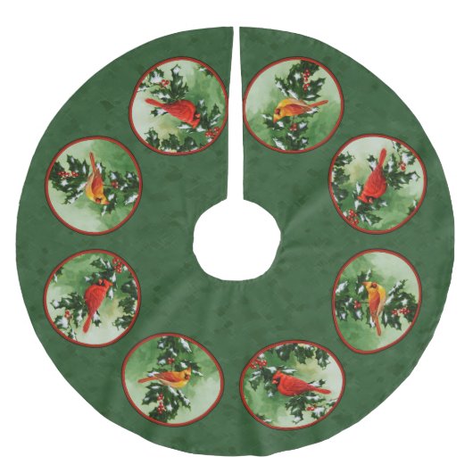 雄と雌の深紅色緑 ブラッシュドポリエステルツリースカート (正面)