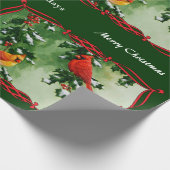 雄と雌の深紅色緑 ラッピングペーパー (角)