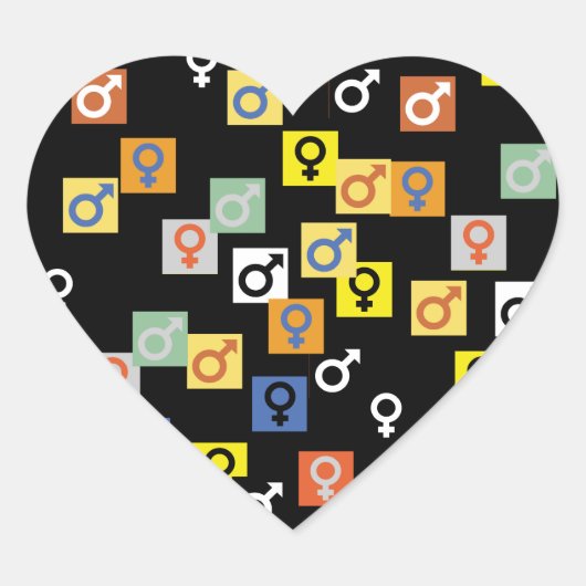 雄と雌の記号シール ハートシール (正面)