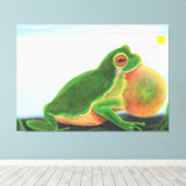 雄のカエルは仲間を引き付けるために歌を歌う キャンバスプリント (インサイチュ (ウッドフロア))
