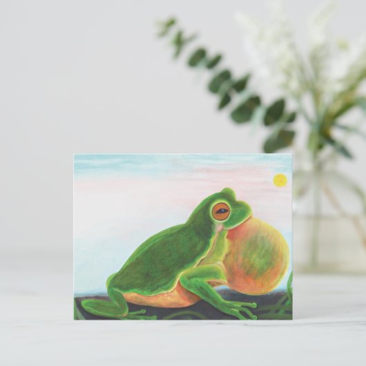 雄のカエルは仲間を引き付けるために歌を歌う ポストカード (スタンド正面)