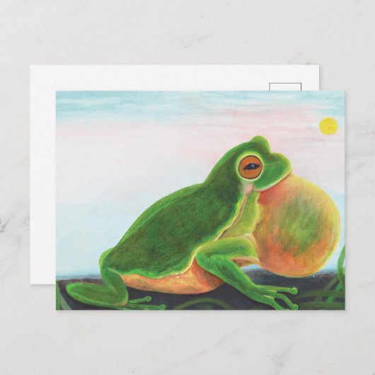 雄のカエルは仲間を引き付けるために歌を歌う ポストカード (正面/裏面)