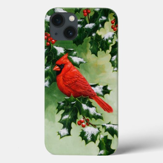 雄のショウジョウコウカンチョウとヒイラギの枝 Case-Mate iPhoneケース (裏面)