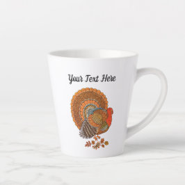 雄の七面鳥の尾が秋の色の羽を広げる カフェラテマグ