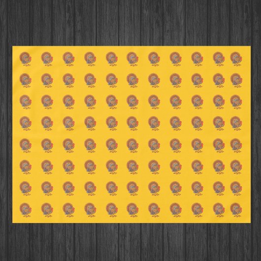 雄の感謝祭の七面鳥　尾を扇形に広げた　金色 テーブルクロス