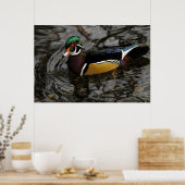 雄の木製ダックアットクリスタル春シャクナゲ ポスター (キッチン)