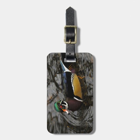 雄の木製ダックアットクリスタル春シャクナゲ ラゲッジタグ (正面縦)