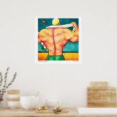 雄の水泳帽（緑）トランク ポスター (キッチン)