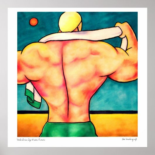 雄の水泳帽（緑）トランク ポスター (正面)